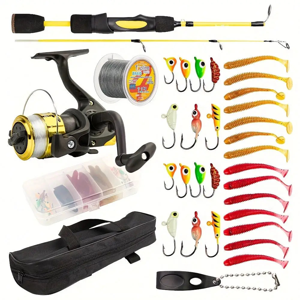 Topline Tackle High Quality ultra Light Spinning Ice Fishing Rod Kit Proable Fishing Rod Reel Lure Combo for Ice Fishing