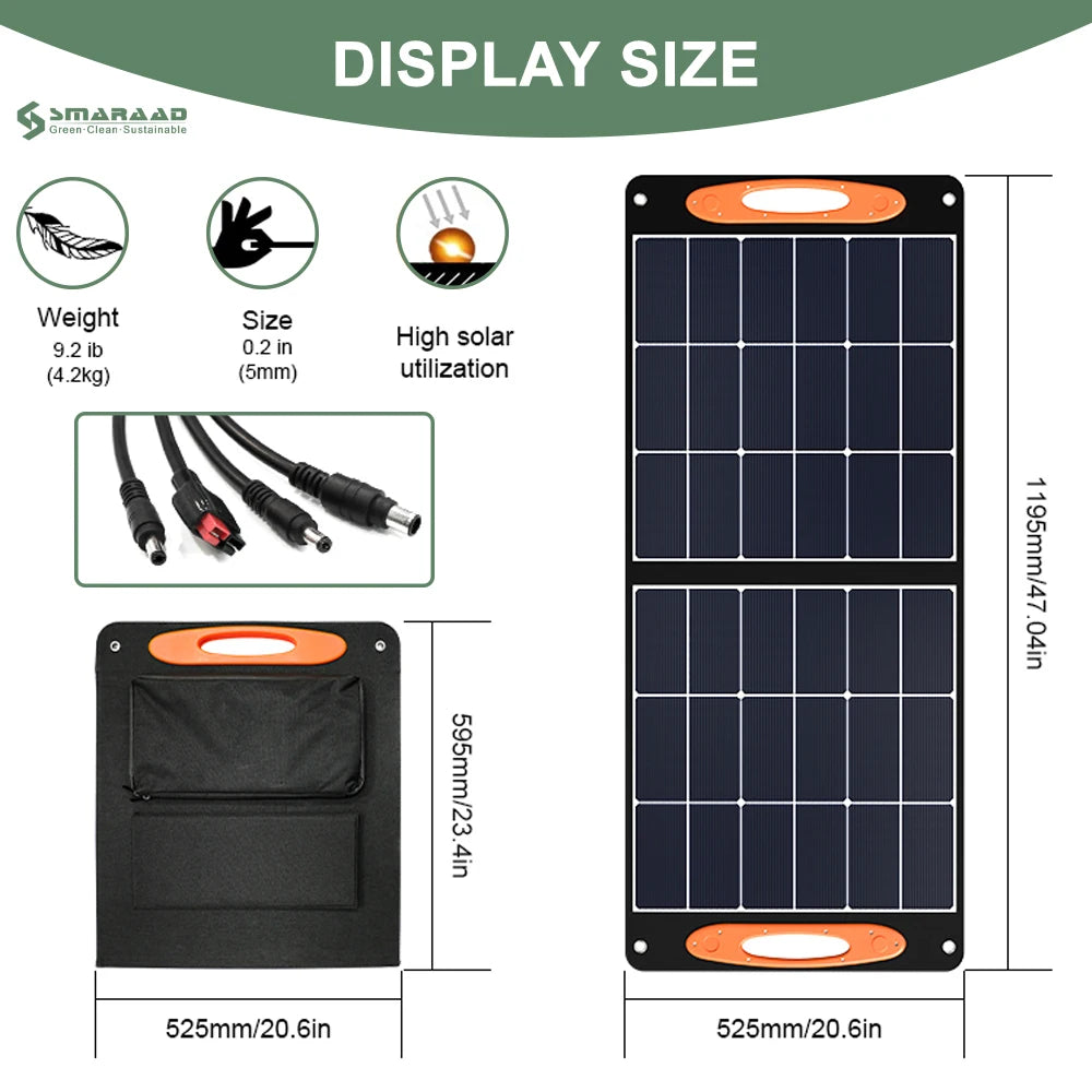 Foldable Solar Panel 100W Waterproof Portable Solar Generator 100W Foldable Energy Panel Mono Cells for Outdoor Camping
