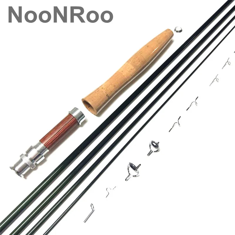 Fly Rod Combo Kit, Fast Action Fly Blank, A Grade Cork Grip, Fishing Rod Combo, IM8, 8ft, 6Inch, 4Wt, 4Pcs NooNRoo