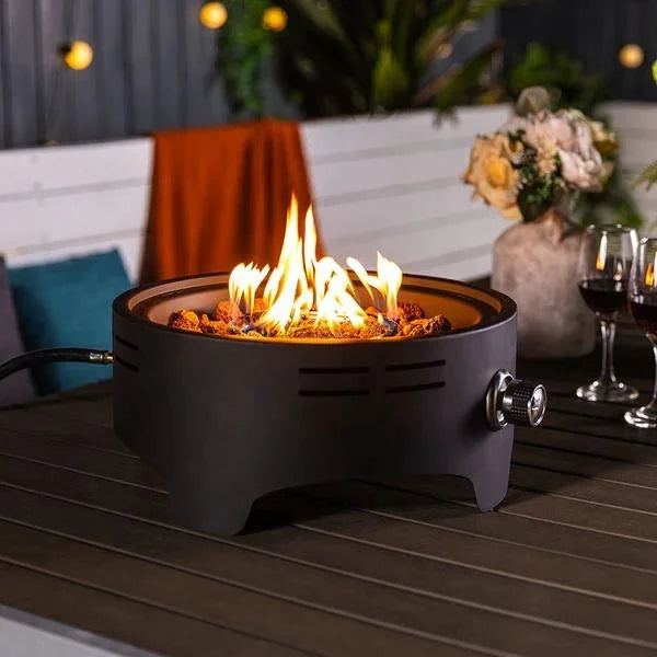 Enjoy 15'' Round Propane Gas Modern Stainless Steel Portable Camping Fire Pit with 40000 BTU for Party Use