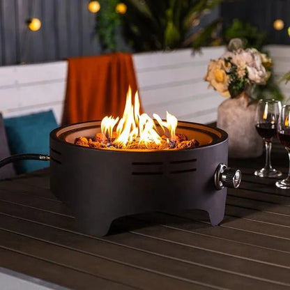 Enjoy 15'' Round Propane Gas Modern Stainless Steel Portable Camping Fire Pit with 40000 BTU for Party Use