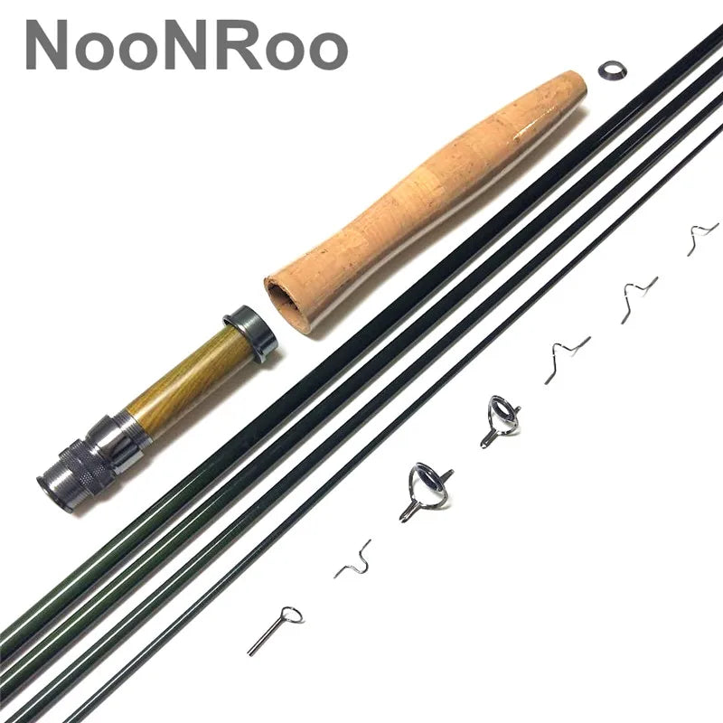 Fly Rod Combo Kit, Fast Action Fly Blank, A Grade Cork Grip, Fishing Rod Combo, IM8, 8ft, 6Inch, 4Wt, 4Pcs NooNRoo