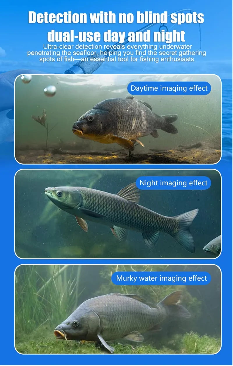 HD Split-Screen Live View Fish Finder - Wireless Direct Connection to Smartphones, Ideal for Kayak Fishing & Shore Angling