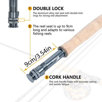 8Fans Premium Fly Fishing Combo Soft Rod Reel with Accessory Tools for Bass Marlin Trout Species for River and Lake Fishing