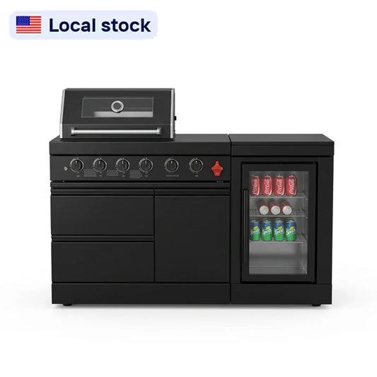 US in Stock All Weather Resistant Modular Outdoor Kitchen Stainless Steel BBQ Cabinets Island for Garden Cooking