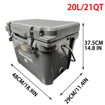 20 Liter Gray Classic Rotational Molding Portable Cooler Box Travel Party Ceremony Camping Fishing Sports Medical Household