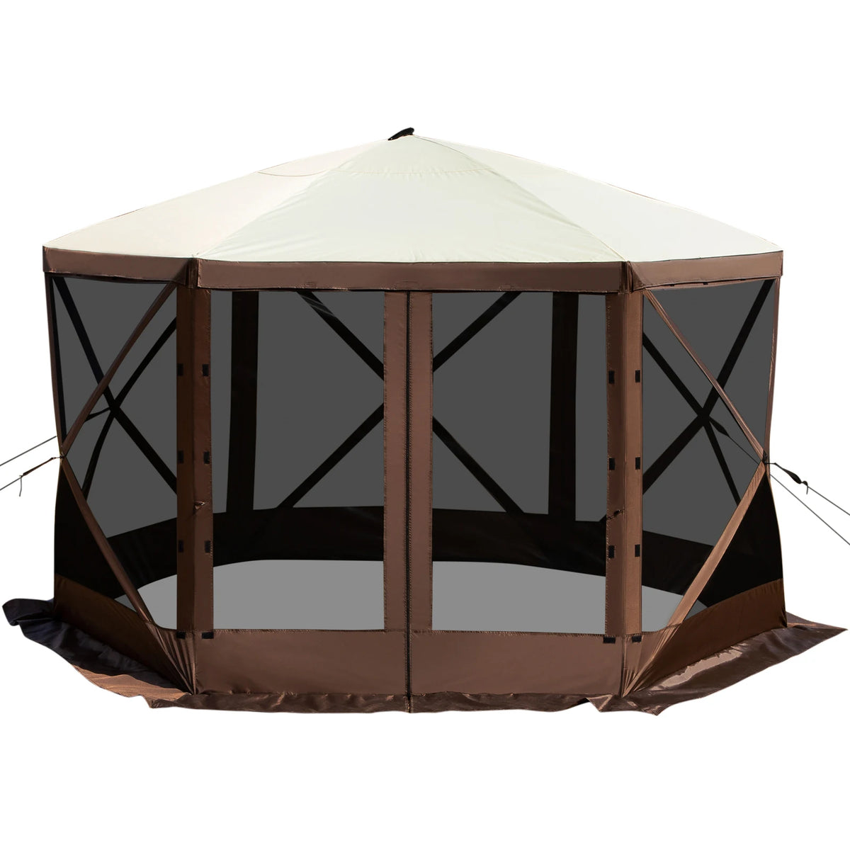 Modern Durable Camping Gazebo Tent 10'x10' 6-Sided Pop-Up Waterproof Shelter Portable Storage Bag Ground Outdoor Furniture