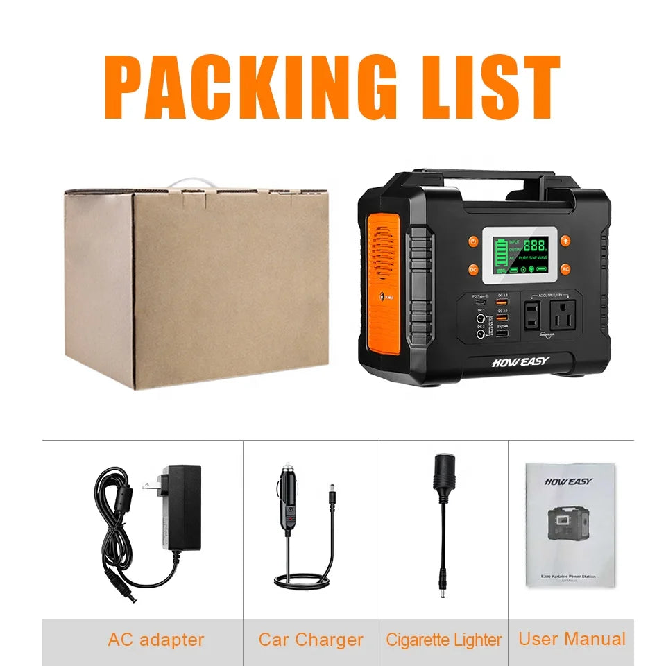 Spot Wholesale 300W Small Silent Outdoor Portable Energy Backup Power Supply Solar Generator Electric Power Station for Camping