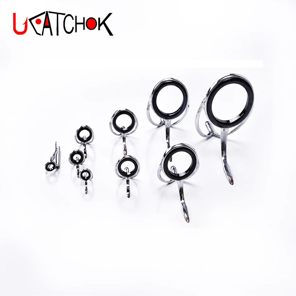 9pcs/Kit MN bracket Thunder Snakehead Spinning Rods Boat Rods Guide Ring DIY SiC Stainless Steel Enhanced Anti-Winding Guide Kit