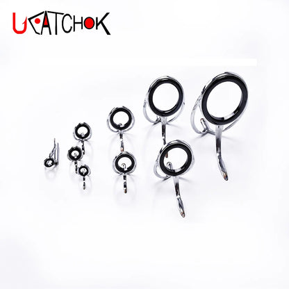 9pcs/Kit MN bracket Thunder Snakehead Spinning Rods Boat Rods Guide Ring DIY SiC Stainless Steel Enhanced Anti-Winding Guide Kit
