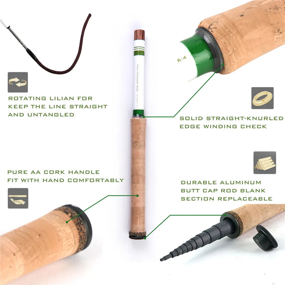 Maximumctach 8-12ft Mini Tenkara Fly Fishing Rod 6:4 7:3 Action 9/15/16Sec Telescoping Tenkara Fly Rod