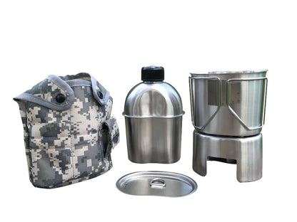 Jolmo Lander Canteen Kit, Stainless Steel Canteen Set Canteen Cookware Set with Cover
