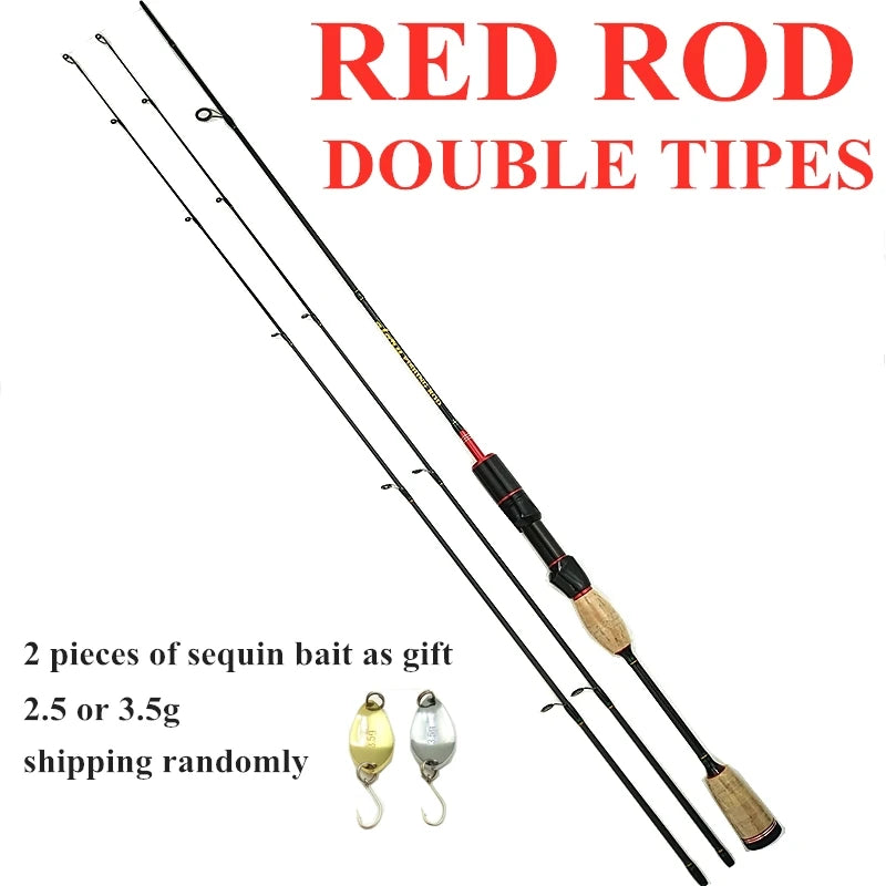Fire Maple 602UL power 1.8m 5.9feet fishing rod thin spinning rods super light red woman rod weight 90g carbon 2 sections 2 tips