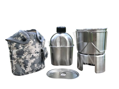 Jolmo Lander Canteen Kit, Stainless Steel Canteen Set Canteen Cookware Set with Cover