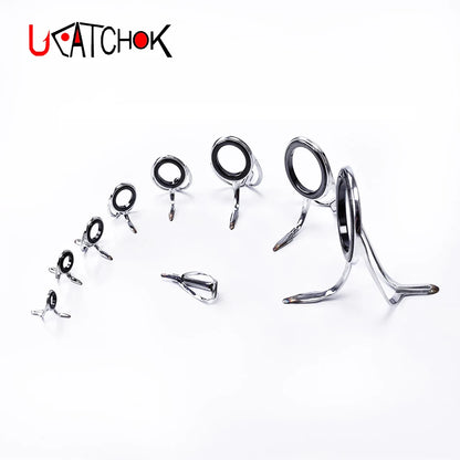 9pcs/Kit MN bracket Thunder Snakehead Spinning Rods Boat Rods Guide Ring DIY SiC Stainless Steel Enhanced Anti-Winding Guide Kit