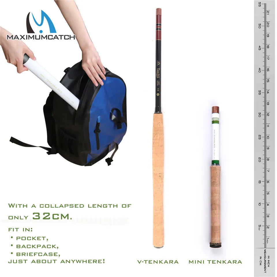 Maximumctach 8-12ft Mini Tenkara Fly Fishing Rod 6:4 7:3 Action 9/15/16Sec Telescoping Tenkara Fly Rod