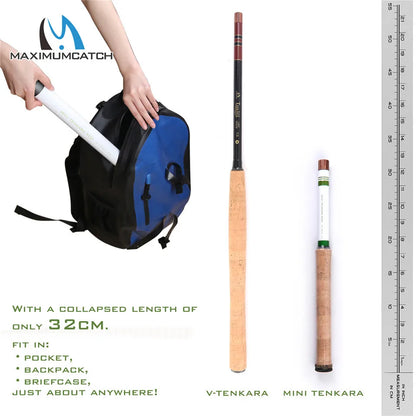 Maximumctach 8-12ft Mini Tenkara Fly Fishing Rod 6:4 7:3 Action 9/15/16Sec Telescoping Tenkara Fly Rod