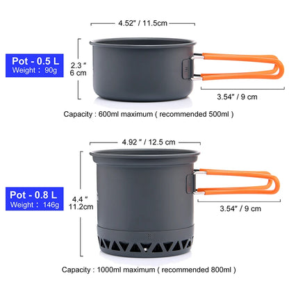 Widesea Camping Cooking Set Backpack Gas Burner Outdoor Cookware Stove Camping Kitchen Equipment Tourist Cooker Hiking Fishing