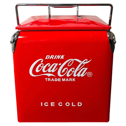 Vintage Iron Coca Ice Chest Beverage Cooler Bottle Opener 14QT Portable Cooler with Handle for Camping Beach RV BBQ Fishing