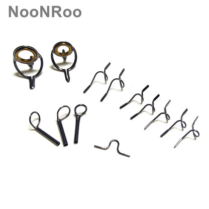 NooNRoo Fly Rod Guide Kit, Gold Ring with Snake Guide Set, Shinny Grey Color, 1 Set, 4.4g (13Pcs), DIY Repair