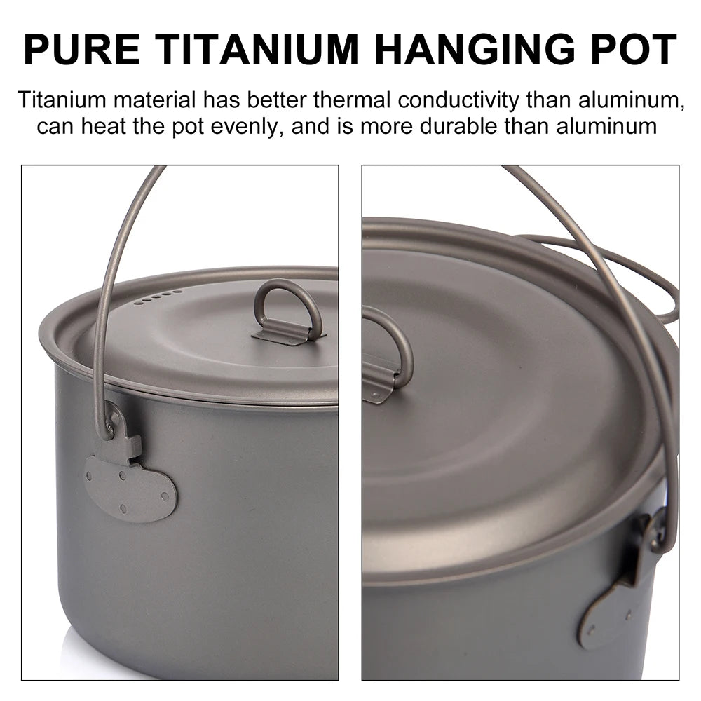 Widesea Camping Tableware Titanium Cookware Set Tourism Cauldron Outdoor Cooking Pot Picnic Kitchen Hiking Trekking