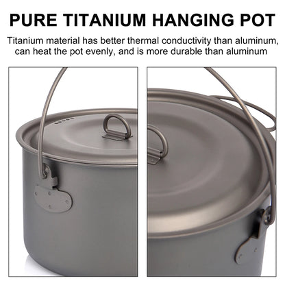 Widesea Camping Tableware Titanium Cookware Set Tourism Cauldron Outdoor Cooking Pot Picnic Kitchen Hiking Trekking