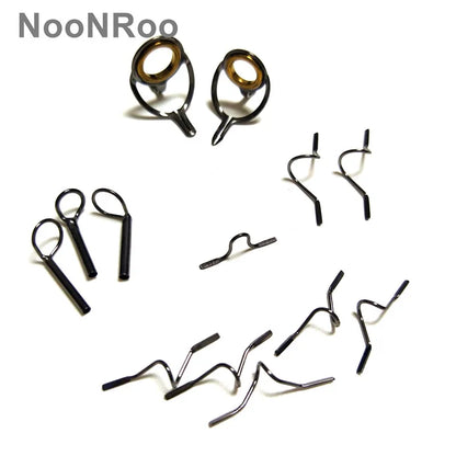 NooNRoo Fly Rod Guide Kit, Gold Ring with Snake Guide Set, Shinny Grey Color, 1 Set, 4.4g (13Pcs), DIY Repair