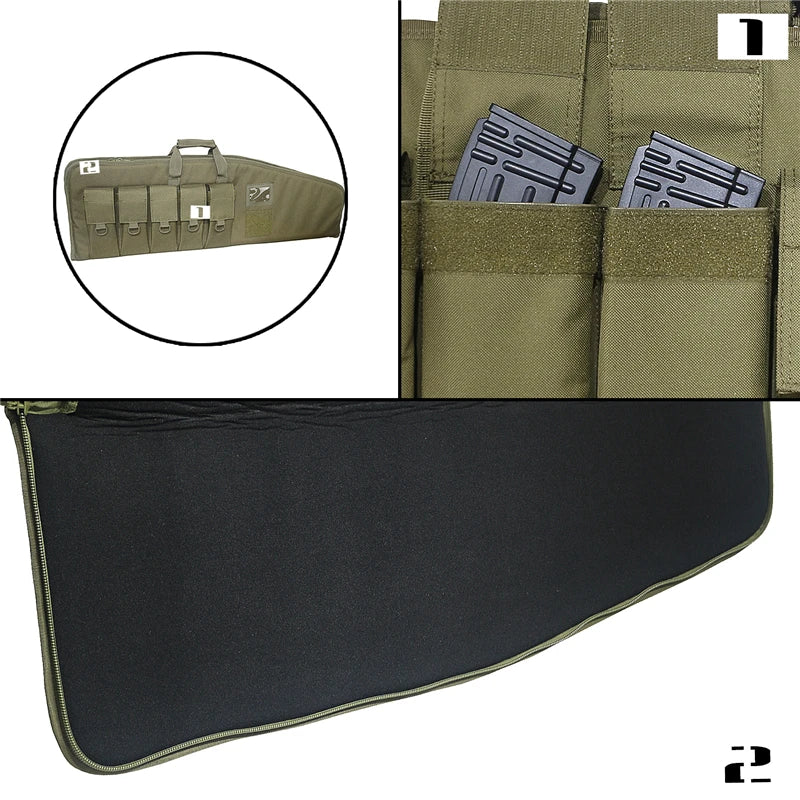 2-in-1 Tactical Hunting Fishing Rod Bag 38Inch Waterproof PVC Soft Case Padded Carry Bag for Outdoor Tactical Training