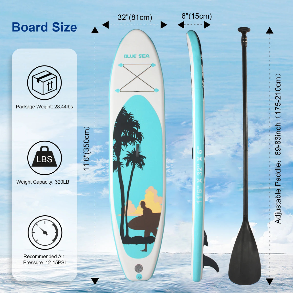 USA Warehouse Spot PVC Outdoor Game Sport Waterplay Fishing Turing Surfing Rowing Yoga Inflatable Stand up Paddle SUP Board Set