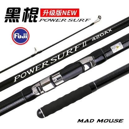 NEW MADMOUSE POWER SURF 3 Section Fuji Parts High Carbon 4.20m Surf Fishing Rod Sinker 100-350g Japan Quality Spinning Rods