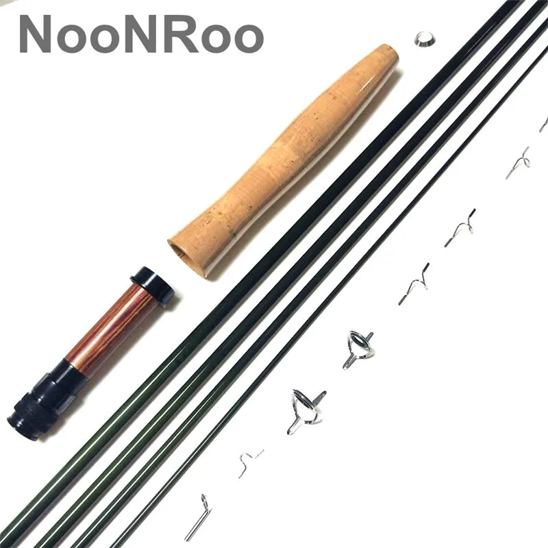 Fly Rod Combo Kit, Fast Action Fly Blank, A Grade Cork Grip, Fishing Rod Combo, IM8, 8ft, 6Inch, 4Wt, 4Pcs NooNRoo