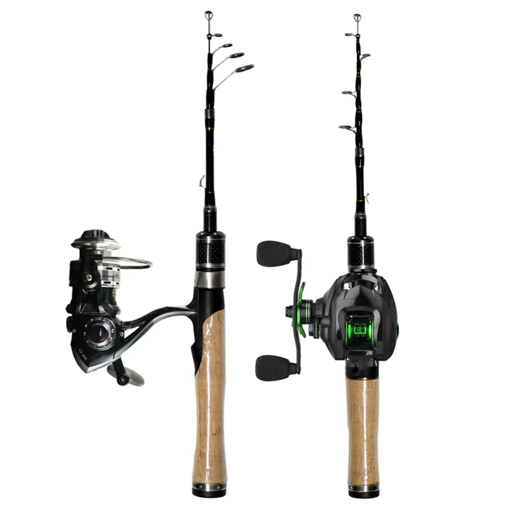 Travel Fishing Rod 1.25 m 1.5 m  Telescopic Fishing Rod 2-7 g Lure Weight Ultralight Carbon Spinning Rod Trout Fishing Set