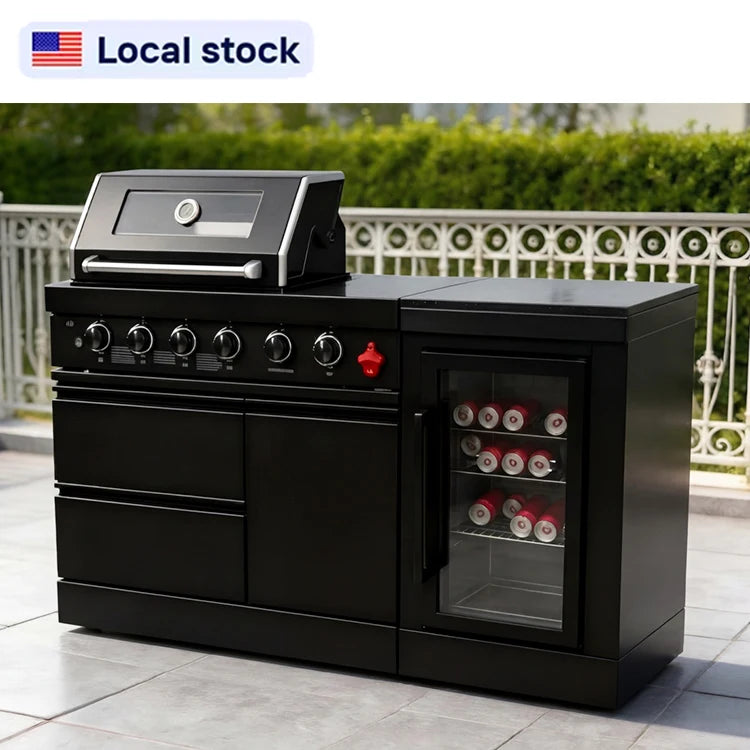 US in Stock All Weather Resistant Modular Outdoor Kitchen Stainless Steel BBQ Cabinets Island for Garden Cooking