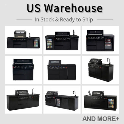 US in Stock All Weather Resistant Modular Outdoor Kitchen Stainless Steel BBQ Cabinets Island for Garden Cooking