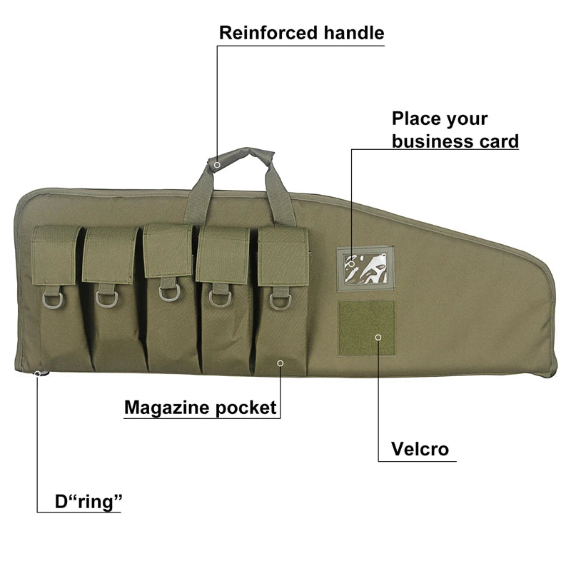 2-in-1 Tactical Hunting Fishing Rod Bag 38Inch Waterproof PVC Soft Case Padded Carry Bag for Outdoor Tactical Training
