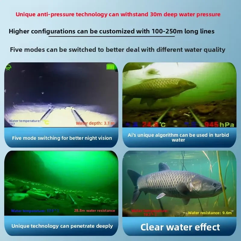 HD Split-Screen Live View Fish Finder - Wireless Direct Connection to Smartphones, Ideal for Kayak Fishing & Shore Angling