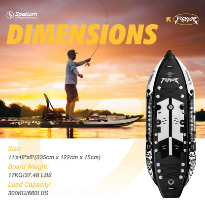 Spatium US Local Warehouse 1 PersonDrop Stitch Ocean Fishing Paddle Board Inflatable Fishing Kayak,easy to Storewith Accessories