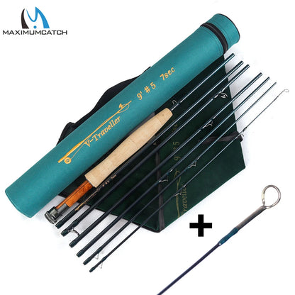 Maximumcatch V-Traveler 9FT 5-8wt Fly Fishing Rod Graphite IM10 Carbon Fiber 7PCS Fast Action Travel Fly Rod
