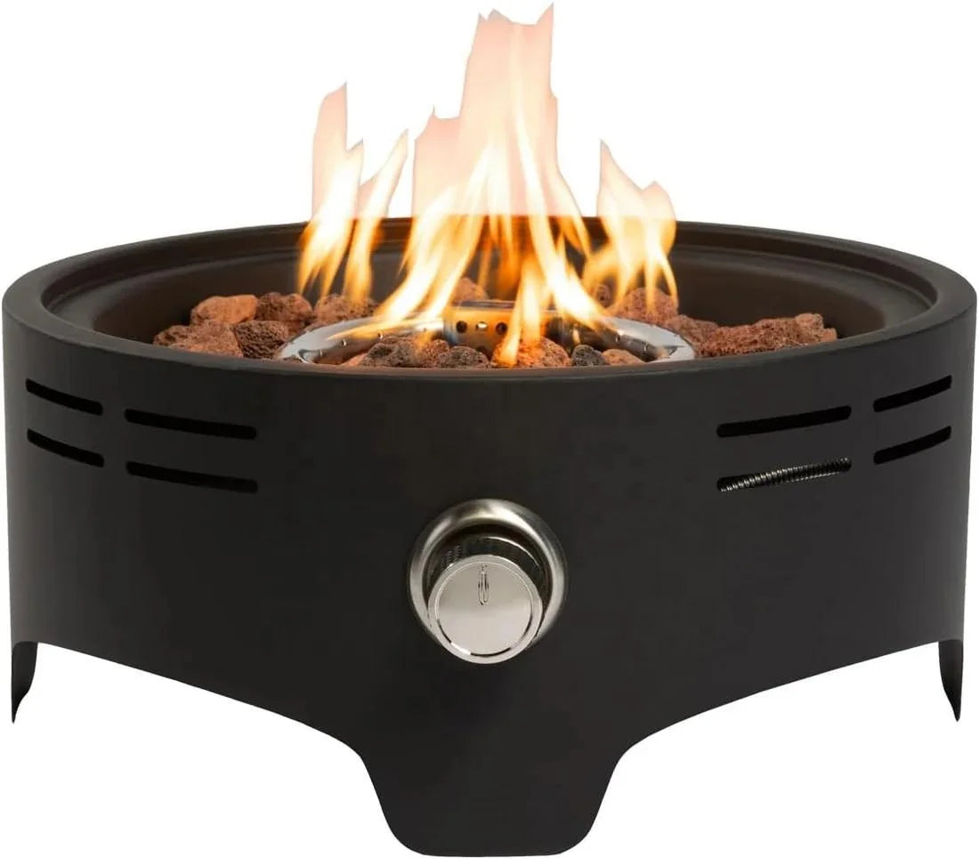 Enjoy 15'' Round Propane Gas Modern Stainless Steel Portable Camping Fire Pit with 40000 BTU for Party Use