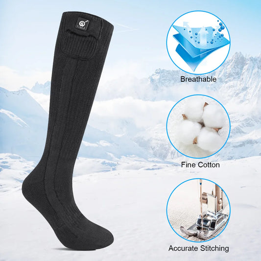 Camping Hiking Outdoor Winter Soft Thick Plush Warm Heating Freeze Protection Long Battery Heated Socks