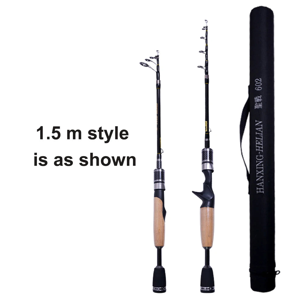 Travel Fishing Rod 1.25 m 1.5 m  Telescopic Fishing Rod 2-7 g Lure Weight Ultralight Carbon Spinning Rod Trout Fishing Set