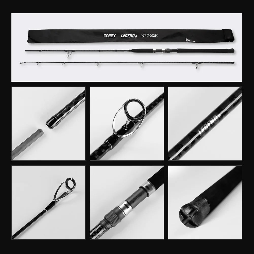 NOEBY  2.6m 2.75m 3.05m Stickbait Surf Spinning Rod 2 Section H XH Power Lure 40-160g Shore Jigging for Saltwater Sea Fishing Ro