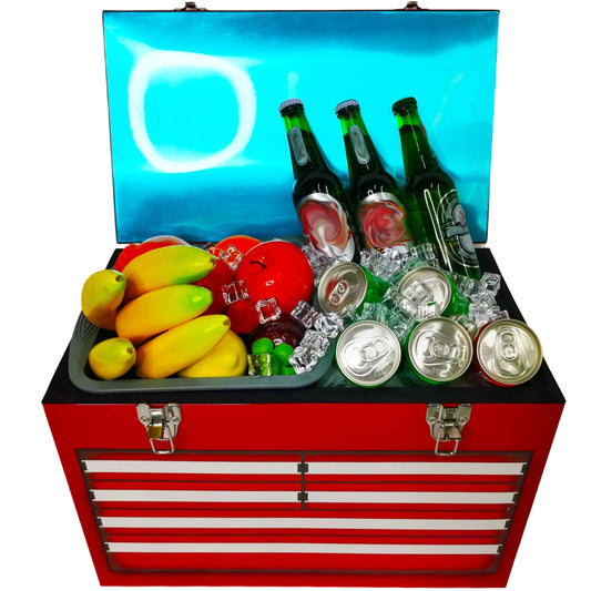 20 Liter Red Metal Cooler Box for Camping Travelling Fishing BBQ RV Outdooruse-New Design Beverage Tubs for Beers Drinks