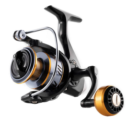 Rooblinos HM 5.2:1 Left Hand Spinning Reel Aluminum Handwhee Compatible River & Lake Fishing Line Twist Prevention
