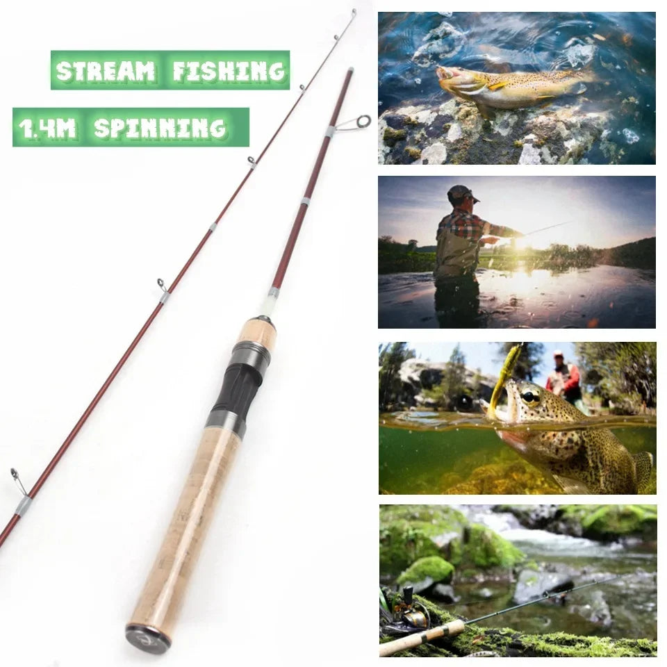 1.4M Glass Spinning Lure Rod Slow Lure Ultralight Rods Ultra Light Solid Tips Trout Stream Fishing Pesca Casting Rod