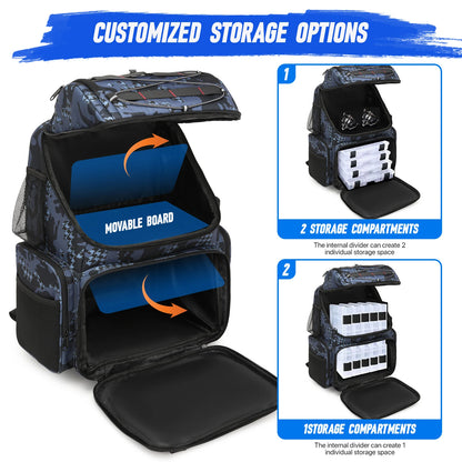 Fishing Backpack 45L Cooler Fishing Tackle Storage Bag with Rod Holders & Rain Cover Camping Hiking Outdoor Multifunctional Bag