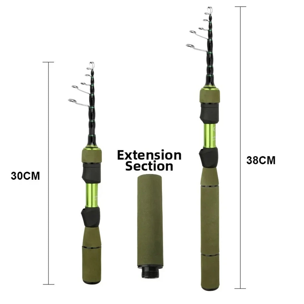 Carbon Telescopic Fishing Rod 1.8M UL Fishing Casting Rod With Variable Grip Fish Pole Fishing Tackle Accessories