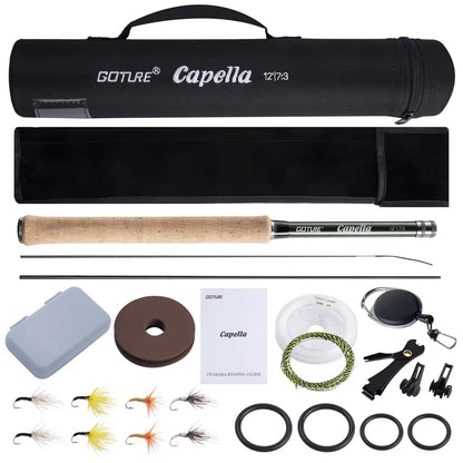 Goture Tenkara Fishing Kit 3.6m Rod with Spare Tip Section&Storage Bag Complete Beginner Tenkara Kit for Travel Hiking Camping