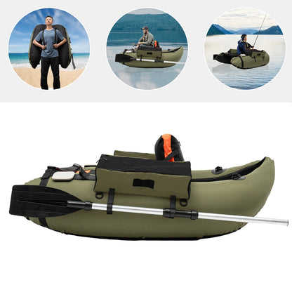 Inflatable Fishing Boat 1-Person Portable Lightweight Dinghy with Oars Pump Carry Bag for Lake River Kayak Rafting Float Tube