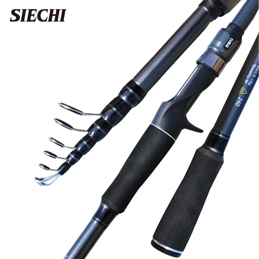 SIECHI Telescopic Fishing Rod 24T Carbon Fiber 1.8M-3.0M Travel Spinning Rods Lure Weight 3-18g 6-27g Solid Tip Rods